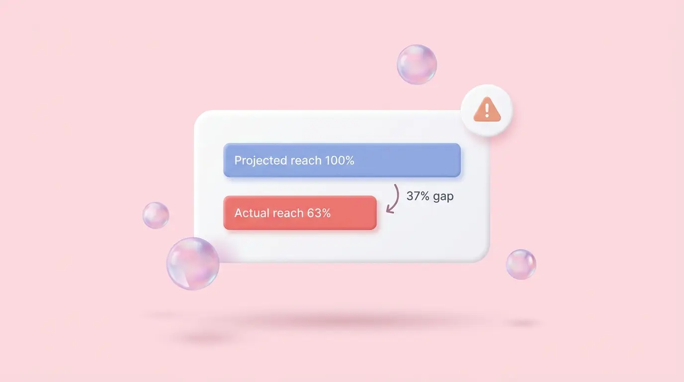 Projected vs actual reach gap visualization