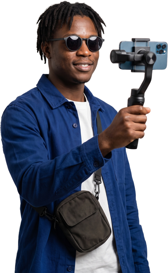 Un créateur filmant du contenu avec son smartphone